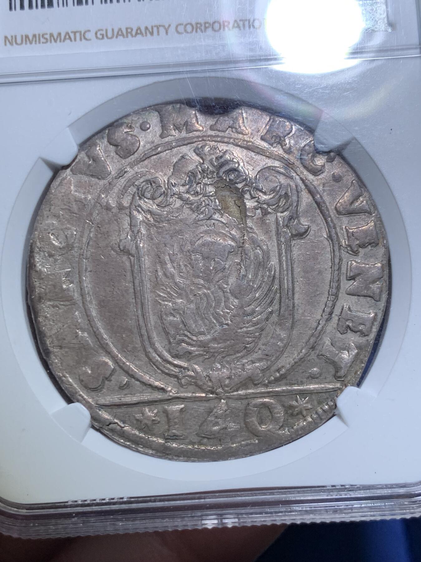 《竞宝斋》第296场- 周日，周一  2场连拍 （全场包邮） NGC MS61 意大利 威尼斯1624-29年斯库多140soldi大银币 冠军分 早期银币出分难得 非常少见的品种，意系爱好者不要错过