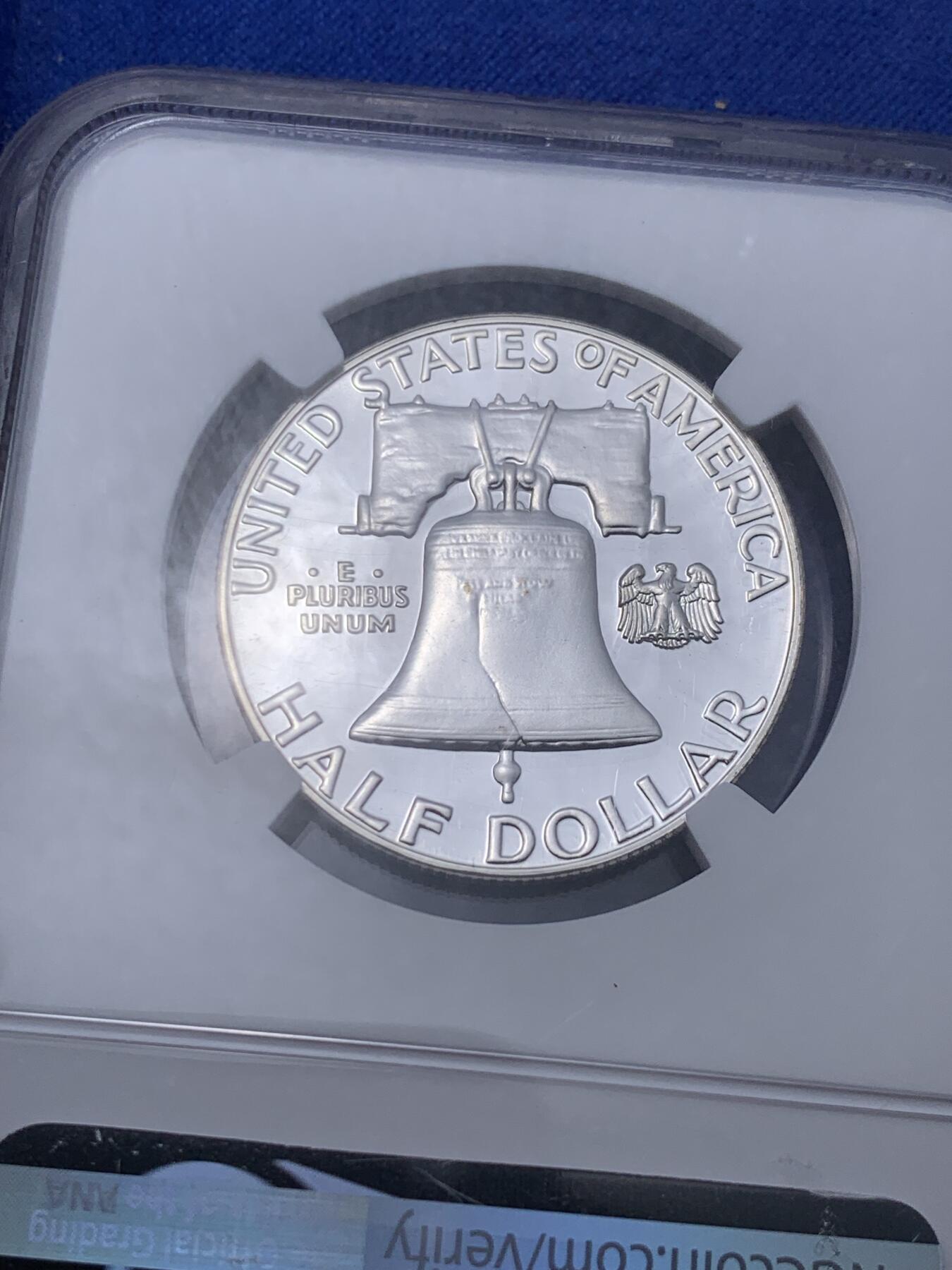 《竞宝斋》第296场- 周日，周一  2场连拍 （全场包邮） NGC PF67 美国1963富兰克林精制半圆