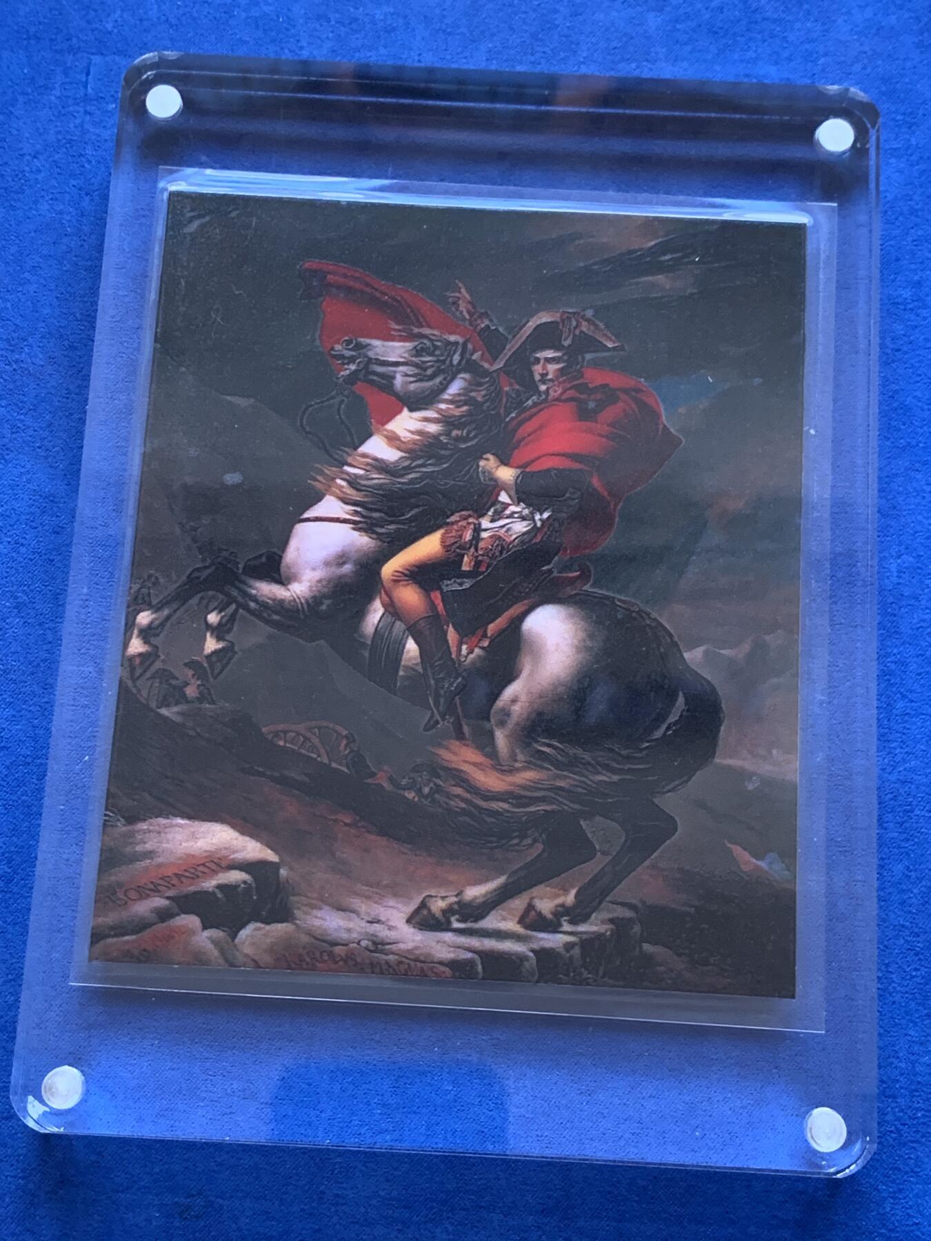 《竞宝斋》第296场- 周日，周一  2场连拍 （全场包邮） 喀麦隆2025年传承之链系列（3）拿破仑双面油画彩钞银币-雅克.路易.大卫《跨越阿尔卑斯山圣伯纳缢道的拿破仑》&让.奥古斯特.多米尼著作的《帝座上的拿破仑》（银币面值1000法郎，限999枚，此枚编号为188号）盒证齐全 精制币 1盎司 999银 110*130mm