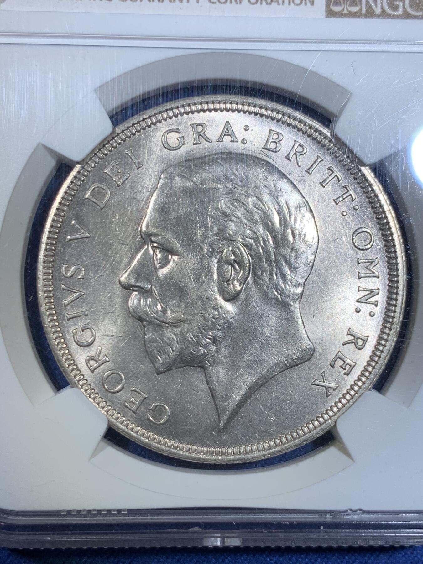 《竞宝斋》第296场- 周日，周一  2场连拍 （全场包邮） NGC MS63 英国 1929年乔治五世花冠1克朗银币 发行4千多枚