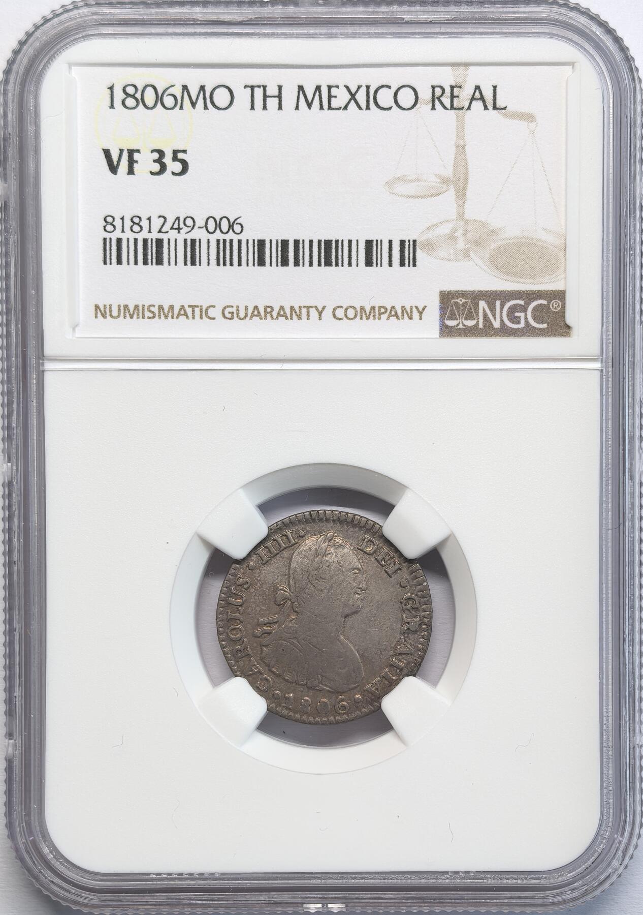 凡希社世界钱币微拍第二百八十期 1806MO墨西哥卡四Real银币NGC-VF35