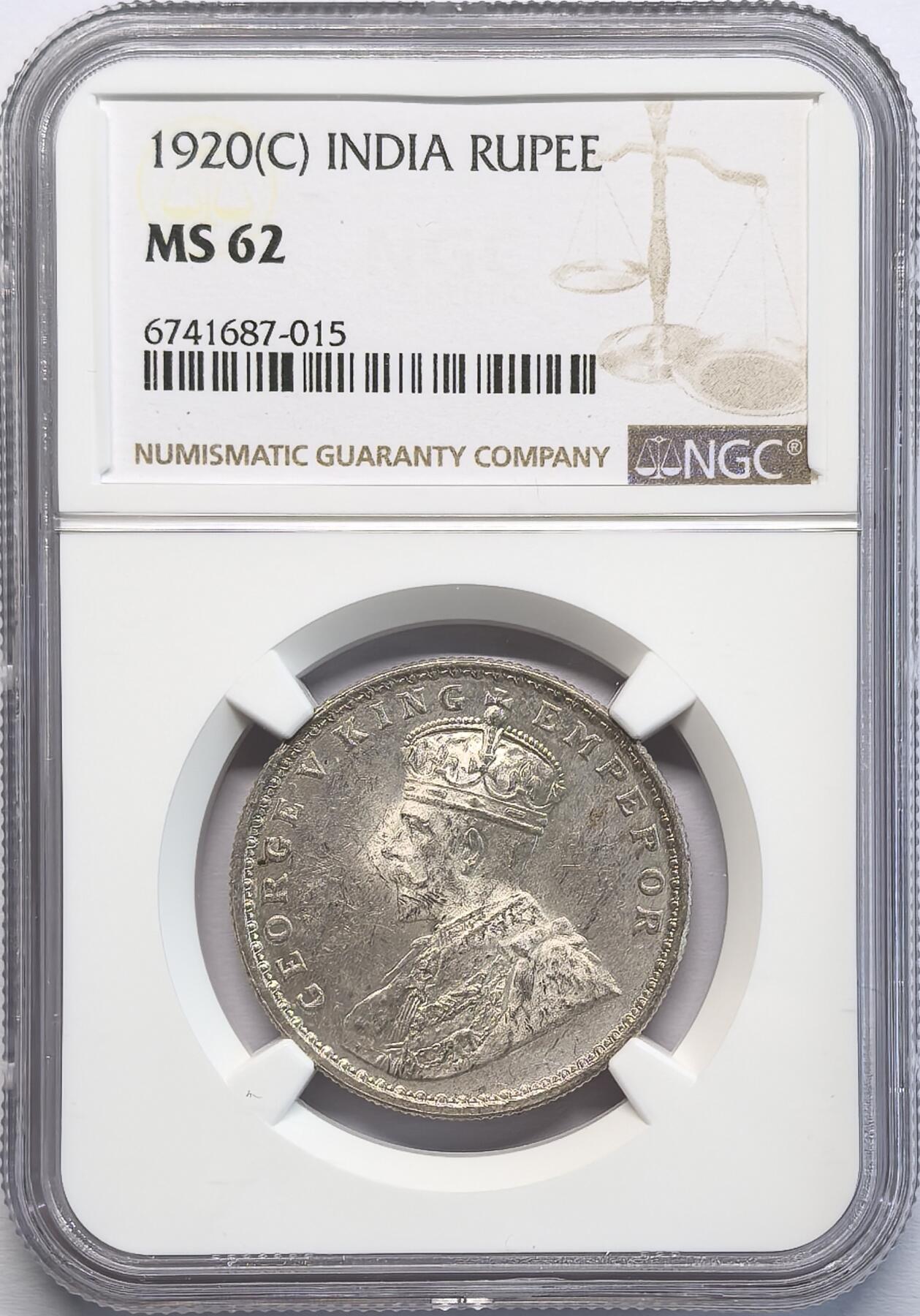 凡希社世界钱币微拍第二百八十期 1920C英属印度乔五卢比银币NGC-MS62