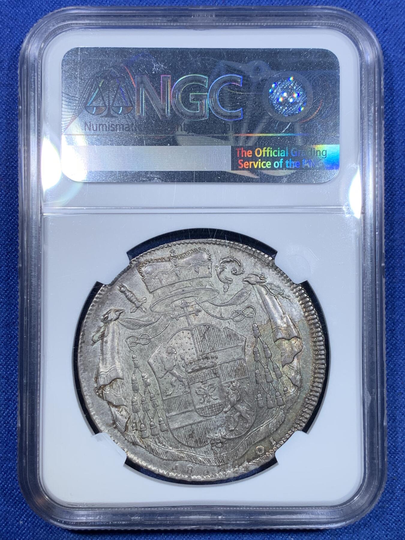 《竞宝斋》第296场- 周日，周一  2场连拍 （全场包邮） NGC AU58 奥地利 1801 萨尔茨堡 泰勒大银币 底板包浆都非常好 背部打制精美 昆克4200来的裸币