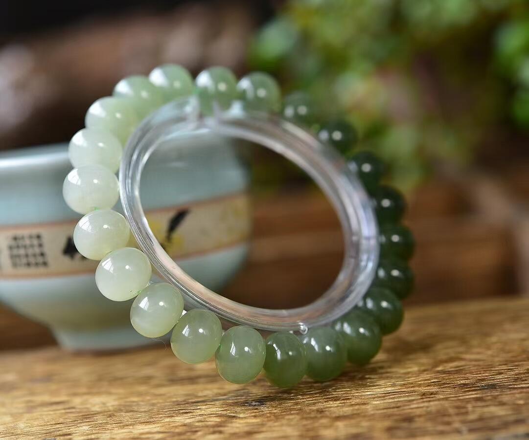 玉你同行.天然保真 天然和田玉算盘珠手链