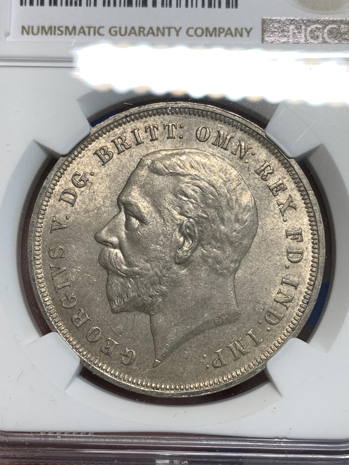 《竞宝斋》第296场- 周日，周一  2场连拍 （全场包邮） NGC MS63 英国1935乔治五世木马剑克朗银币 灰色包浆