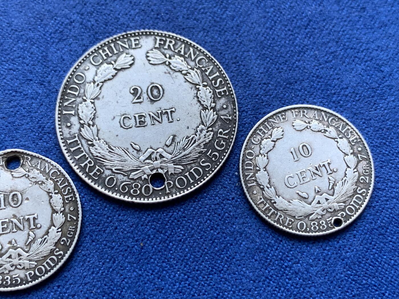 《竞宝斋》第296场- 周日，周一  2场连拍 （全场包邮） 3枚一组 法属印度支那 小银币