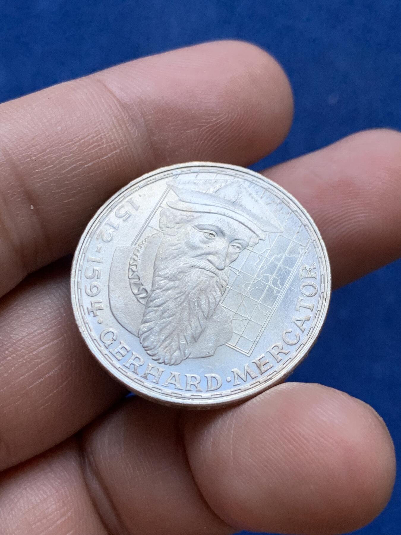 《竞宝斋》第296场- 周日，周一  2场连拍 （全场包邮） 联邦德国5马克纪念银币  精美淡粉包浆