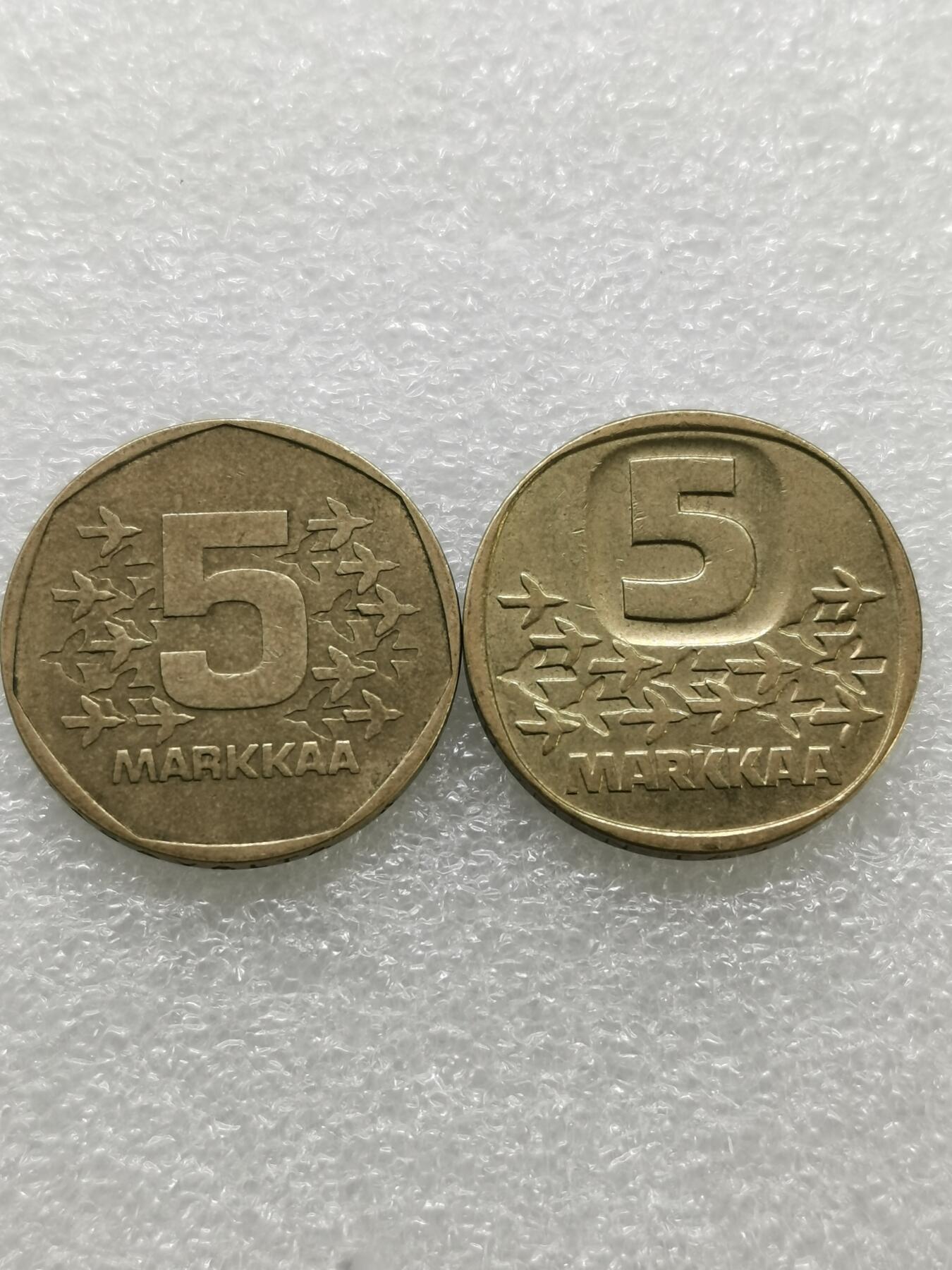 四叶草钱币 第3场 散币 小银币 芬兰1973、1979年破冰船5马克2个版本