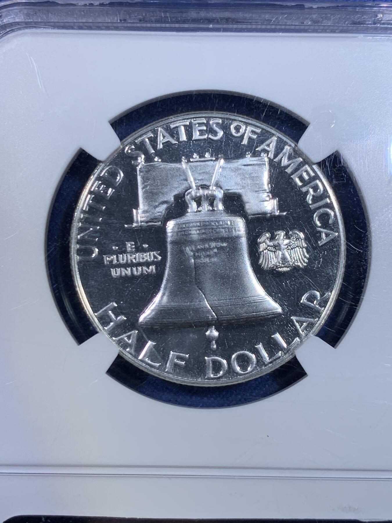 《竞宝斋》第296场- 周日，周一  2场连拍 （全场包邮） NGC PF67 美国1963富兰克林精制半圆