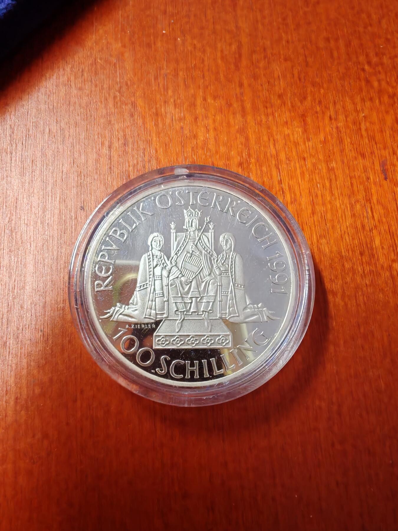 长老汇龙年精选第二十一场拍卖 1991奥地利帝王系列之鲁道夫一世100先令精制银币，盒证全