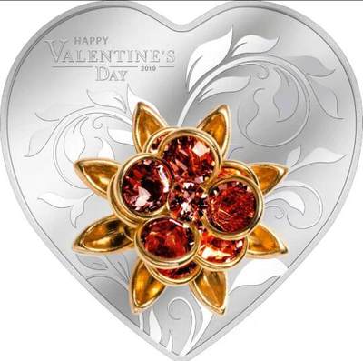 【币将精彩】世界钱币拍卖拍卖（2026-5-6） 库克2019年情人节心形镶嵌银币带证书包装