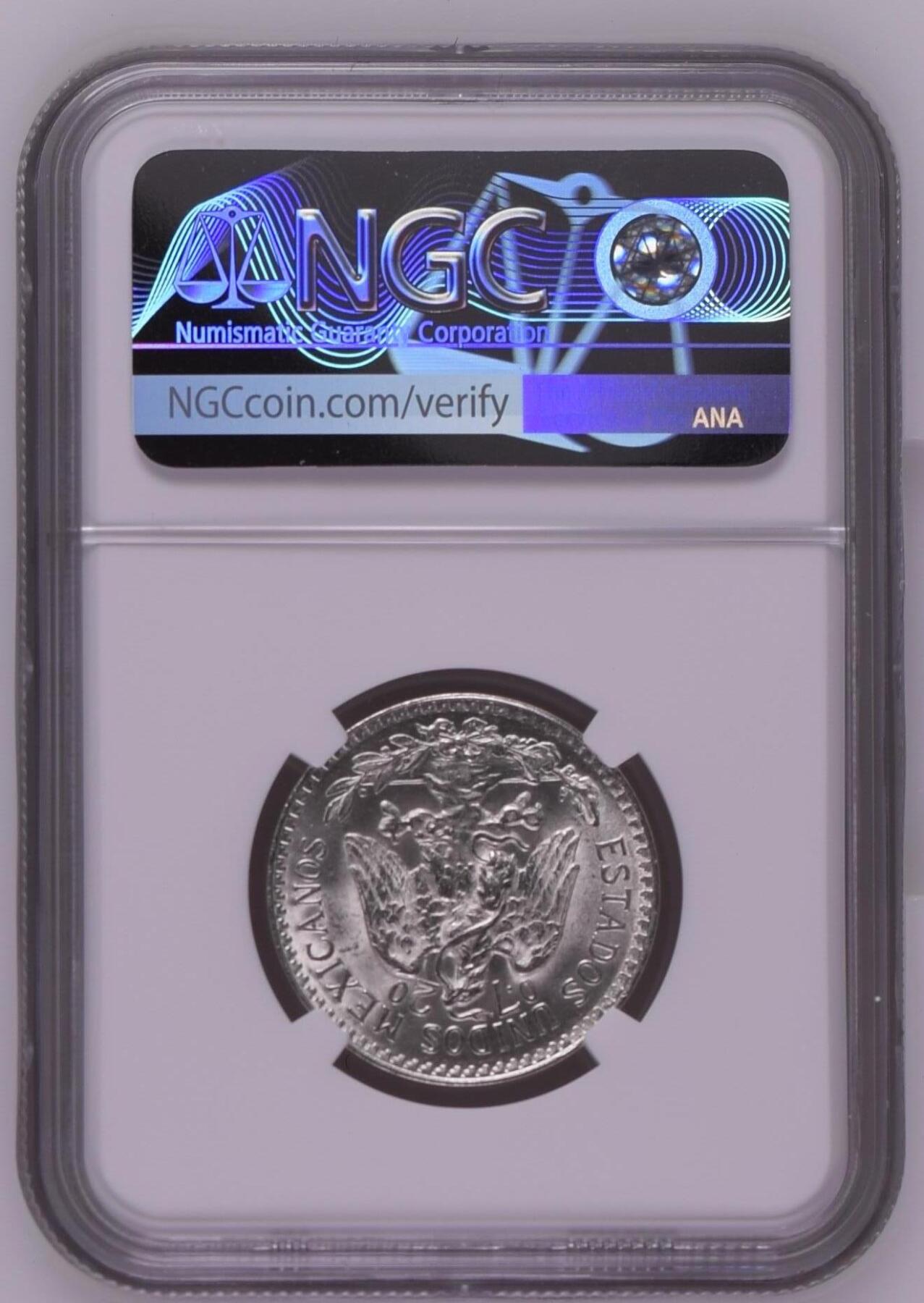 收藏联盟Quantum Auction 第368期拍卖  墨西哥1945年50分比索银币 NGC MS66