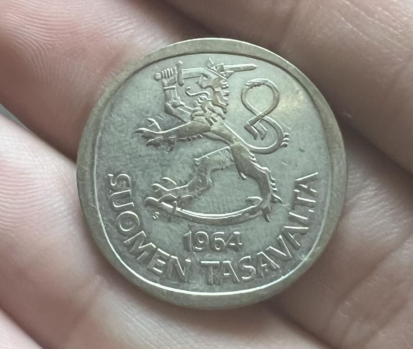 欧洲银币专场第三期全场包邮 1964芬兰1马克银币