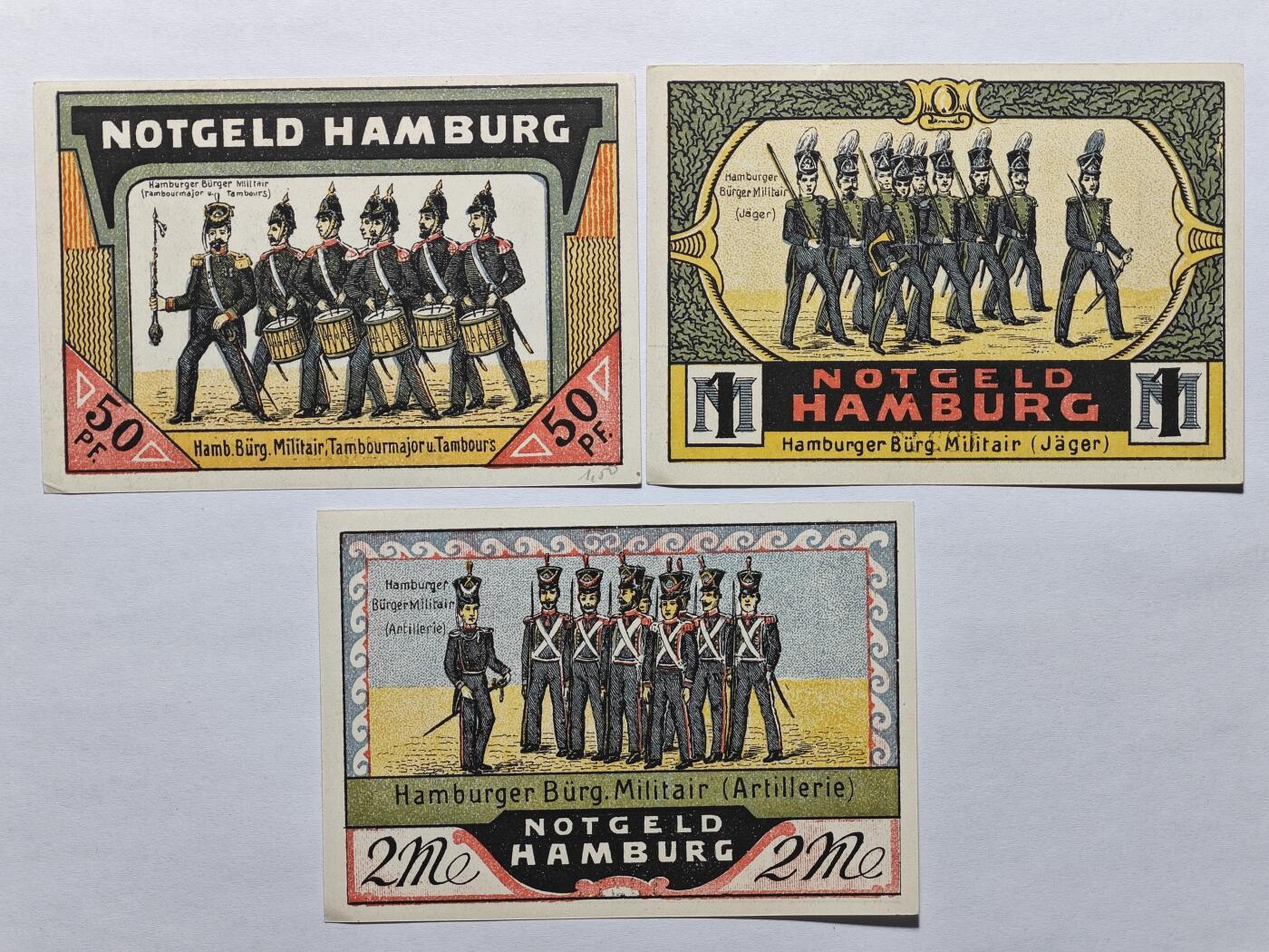 外币专场240922第十二场 德国🇩🇪紧急状态纸币，1921年阿希姆镇与汉堡市，品相如图，7张一组。