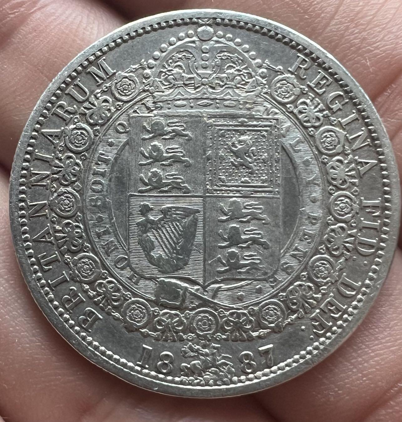 欧洲银币专场第三期全场包邮 1887英国维多利亚1/2克朗银币