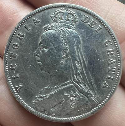 欧洲银币专场第三期全场包邮 - 1887英国维多利亚1/2克朗银币