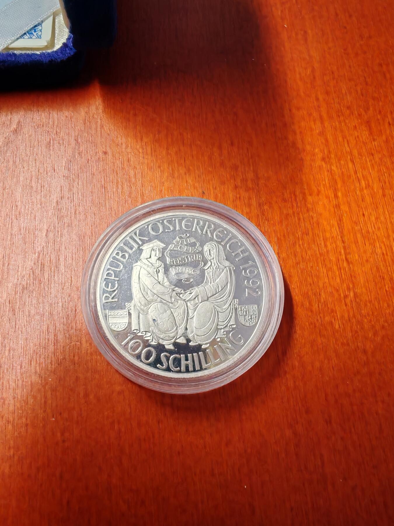 长老汇龙年精选第二十一场拍卖 1996奥地利帝王系列之马克西米连一世100先令精制银币，盒证全