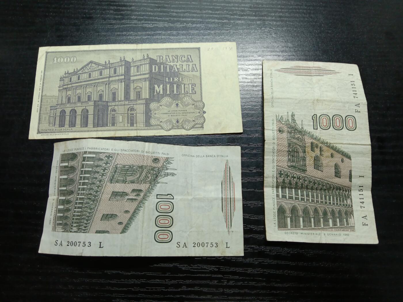 博彦收藏8月19日钱币专场 意大利1000里拉 3枚 流通好品