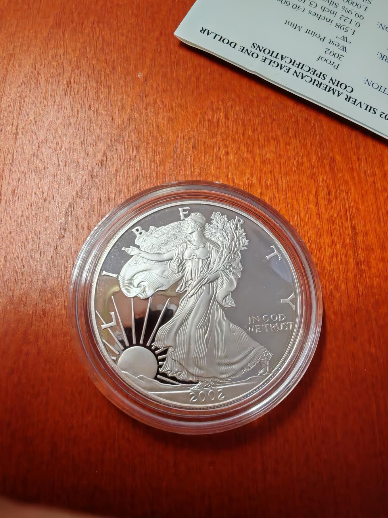 长老汇龙年精选第二十一场拍卖 2002W美国行走女神1美元精制银币，盒证全