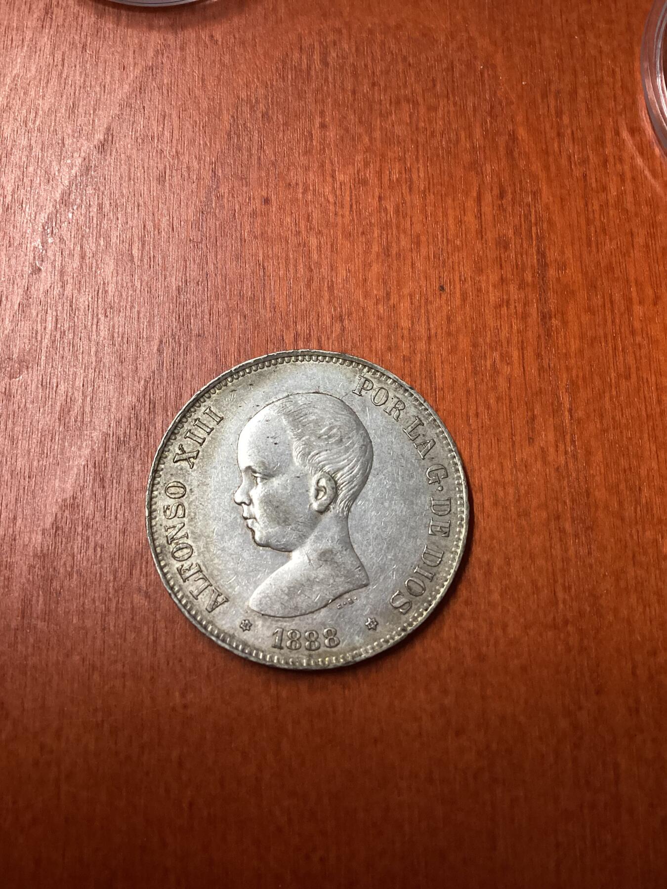 长老汇龙年精选第二十一场拍卖 1888西班牙阿方索十三世5比塞塔银币（2）