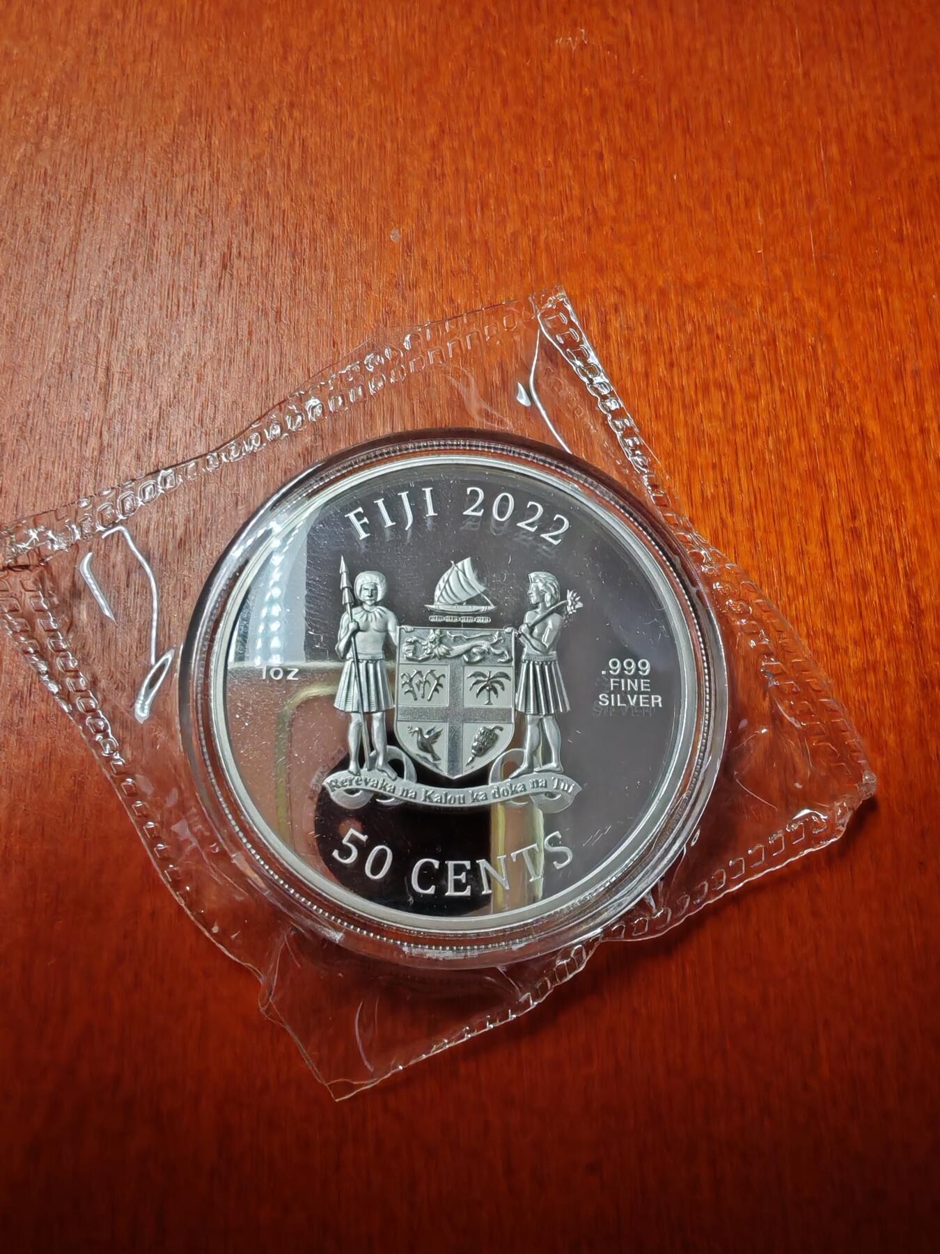 长老汇龙年精选第二十一场拍卖 2022斐济日本武士50分1盎司精制银币，有盒无证