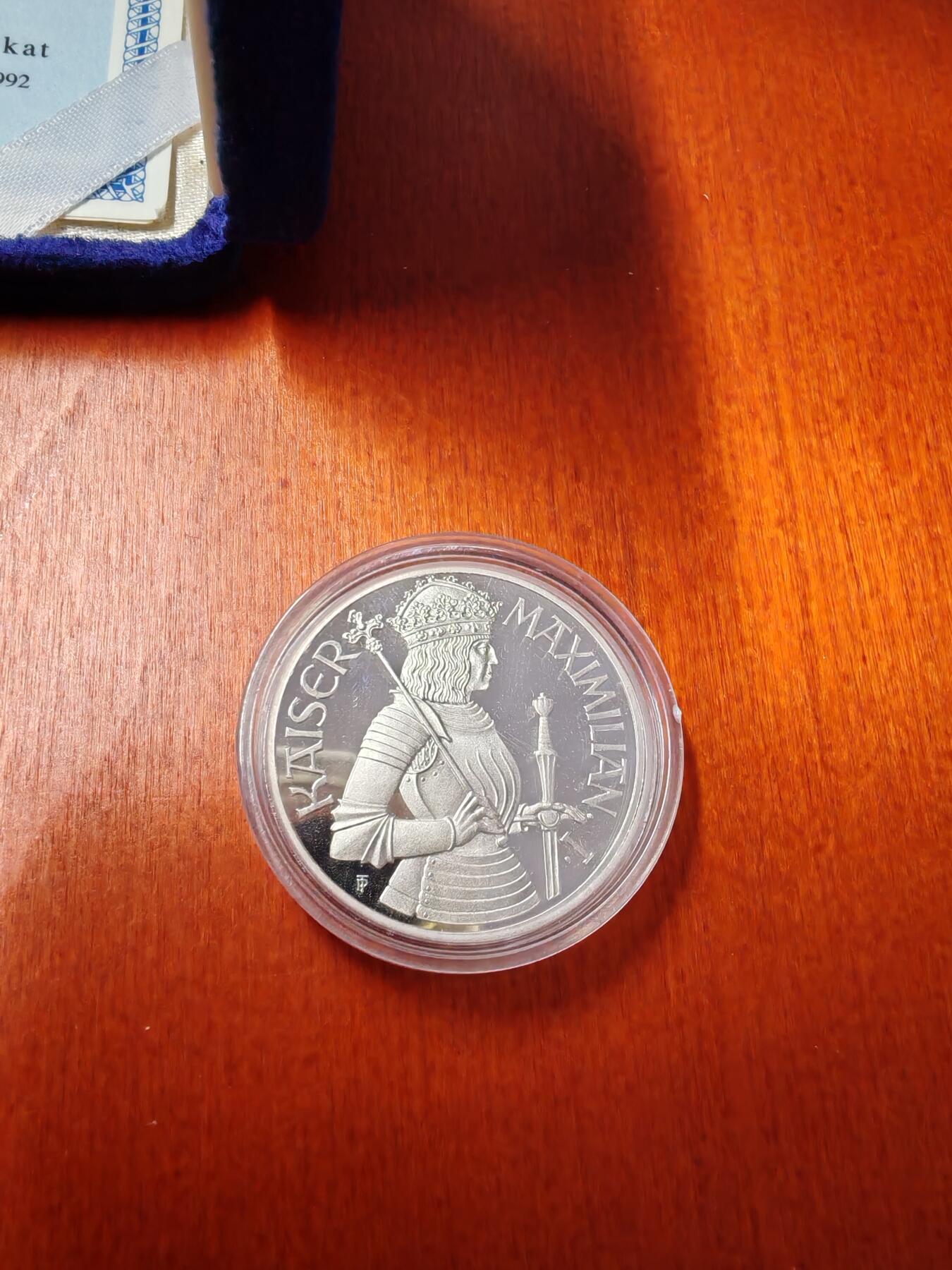 长老汇龙年精选第二十一场拍卖 1996奥地利帝王系列之马克西米连一世100先令精制银币，盒证全