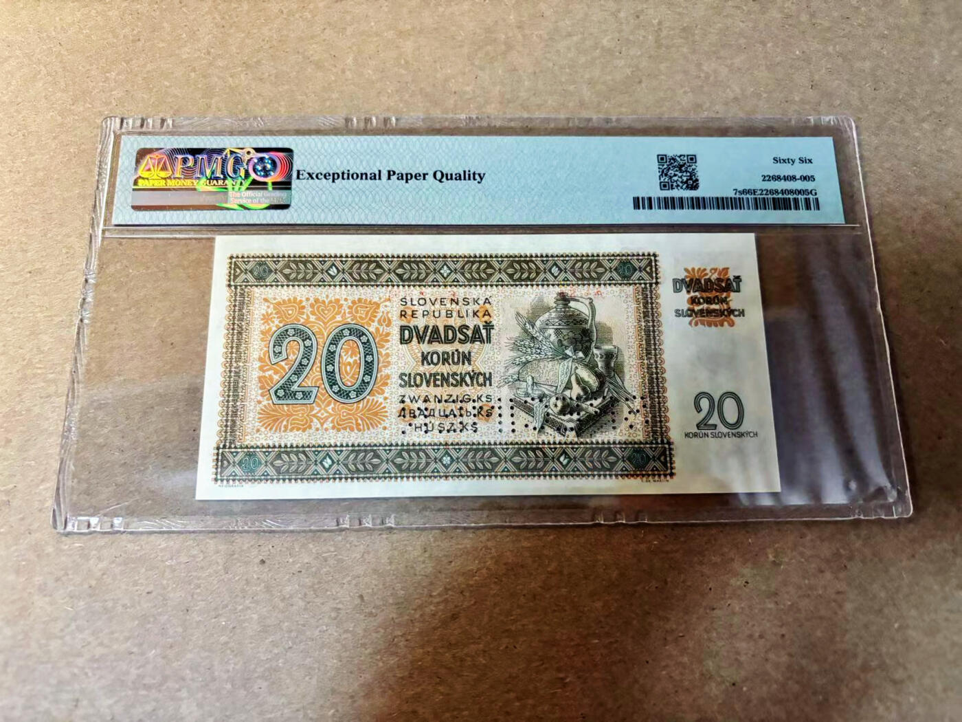【Blue Auction】✨世界纸币精拍第526期【精】 斯洛伐克 1942年20克朗 PMG66EPQ 样钞