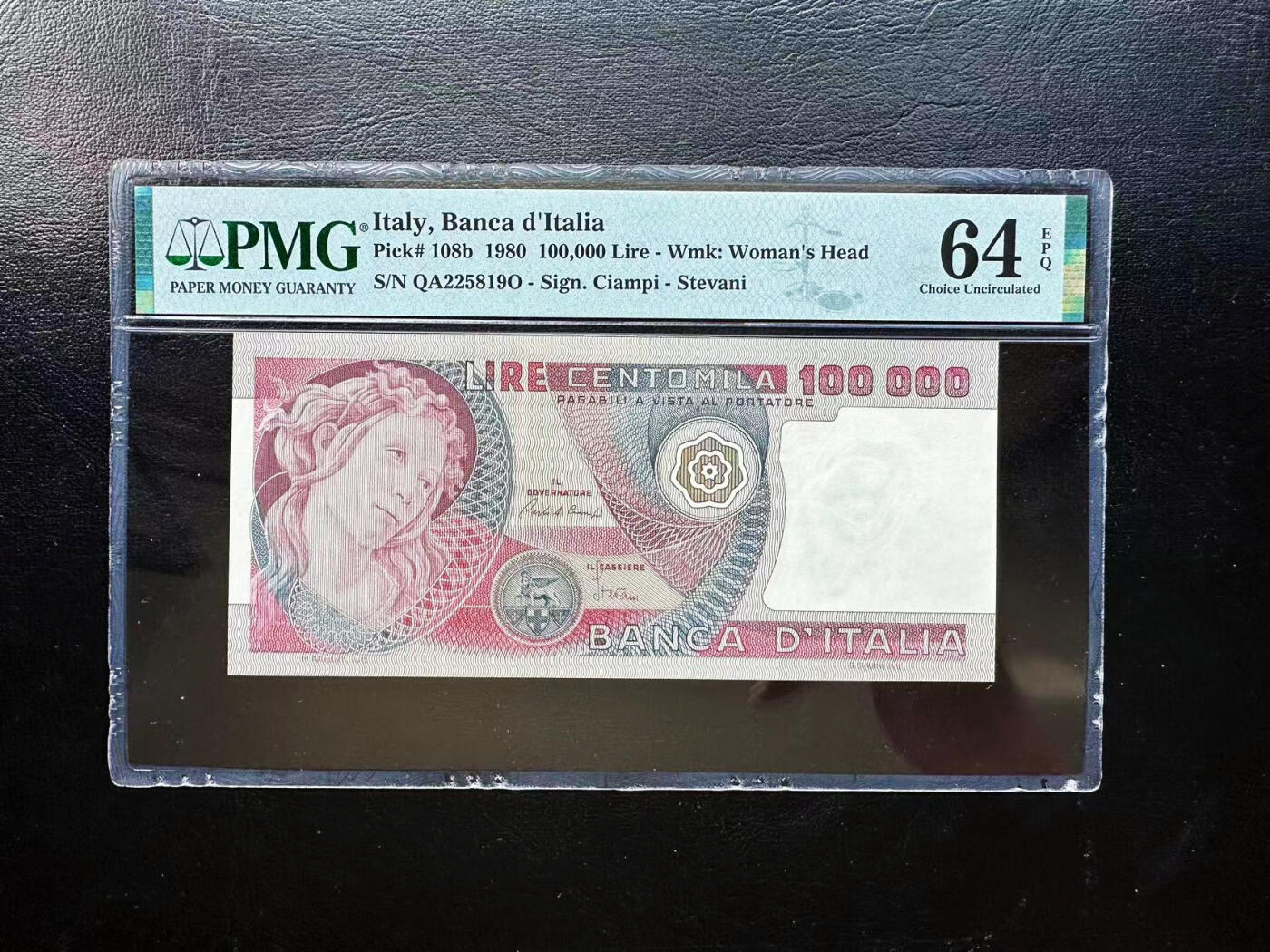 【Blue Auction】✨世界纸币精拍第526期【精】 【无47】意大利 1980年10万里拉 PMG64EPQ 