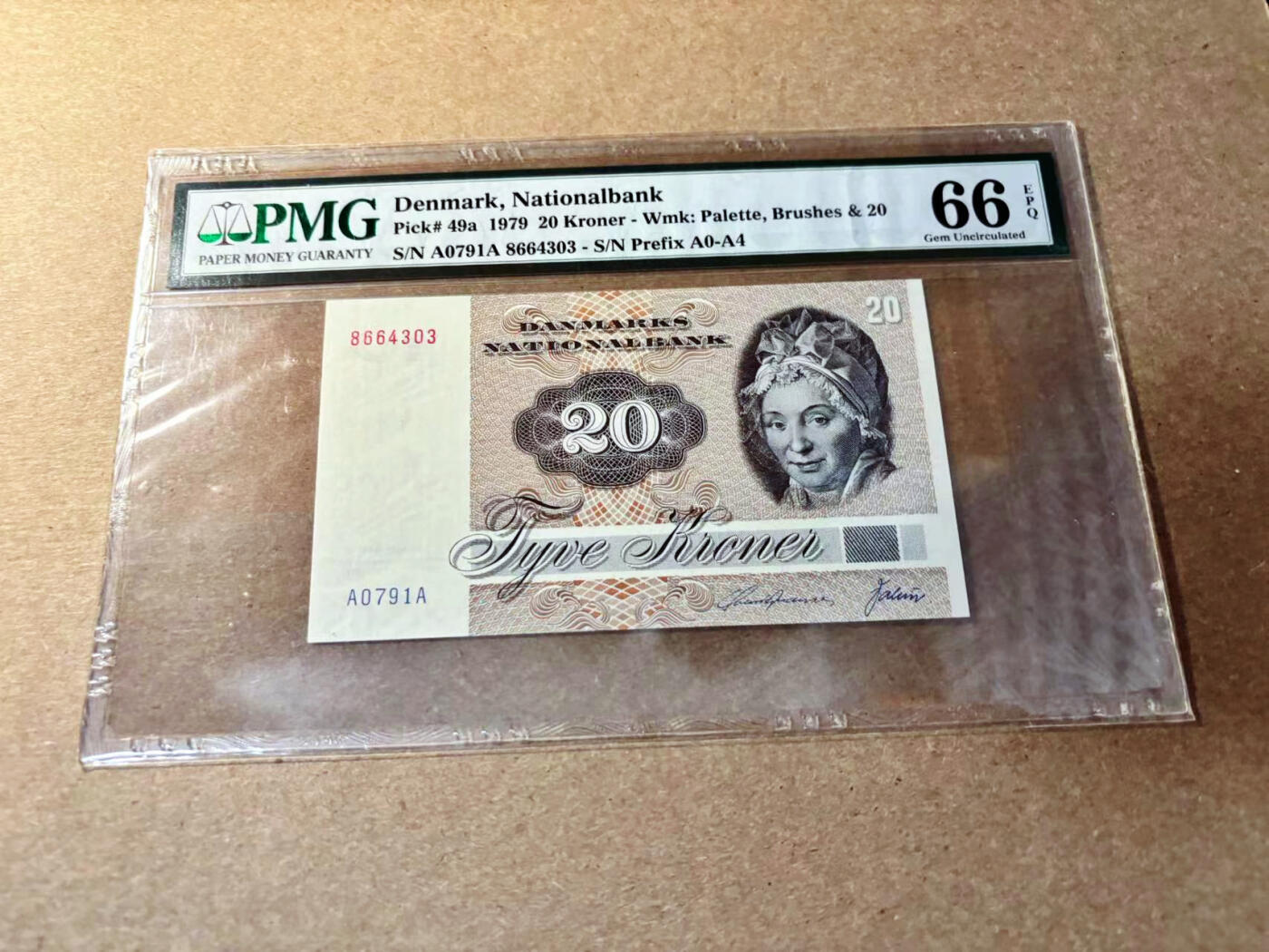 【Blue Auction】✨世界纸币精拍第526期【精】 【a版A0冠】丹麦 1979年20克朗 PMG66EPQ 