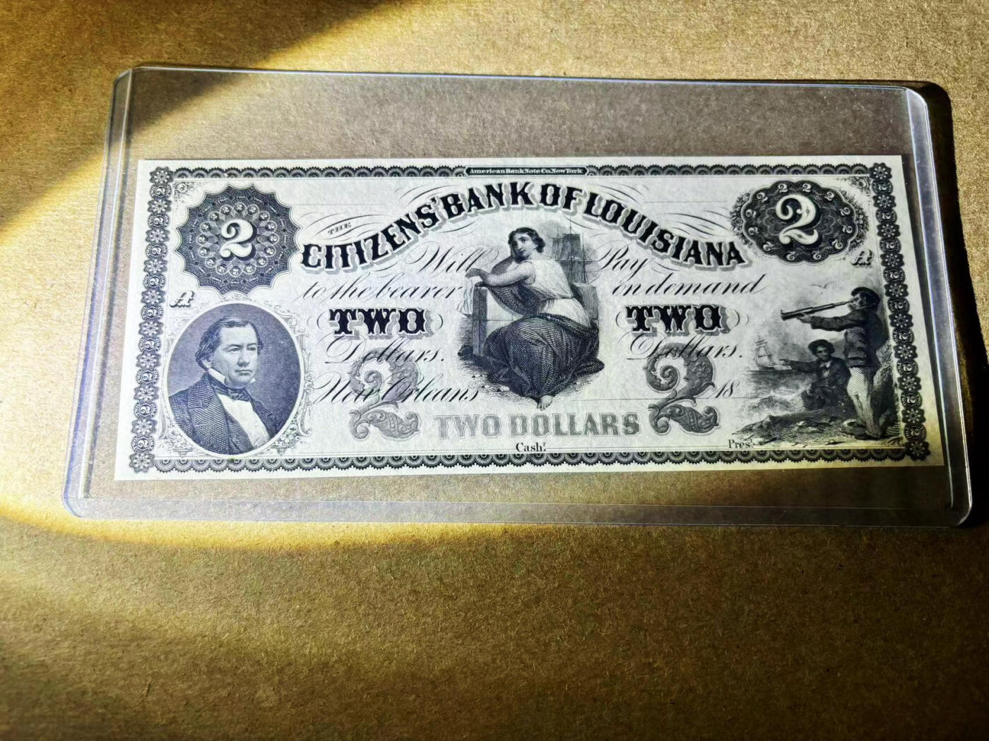 【Blue Auction】✨世界纸币精拍第526期【精】 美国 路易斯安那州 1860年代 2美金 大票幅设计精美 全新UNC （背面有个小黑点）
