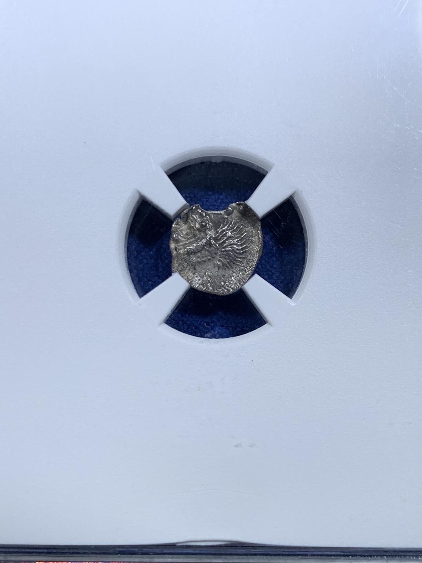 《竞宝斋》第297场- 周日，周一  2场连拍 （全场包邮） TQG评级 XF 5/5 3/5 打制满分 公元前450年-前400年 古希腊密西亚地区柯孜克斯城邦 狮子与野猪银币 小巧精致