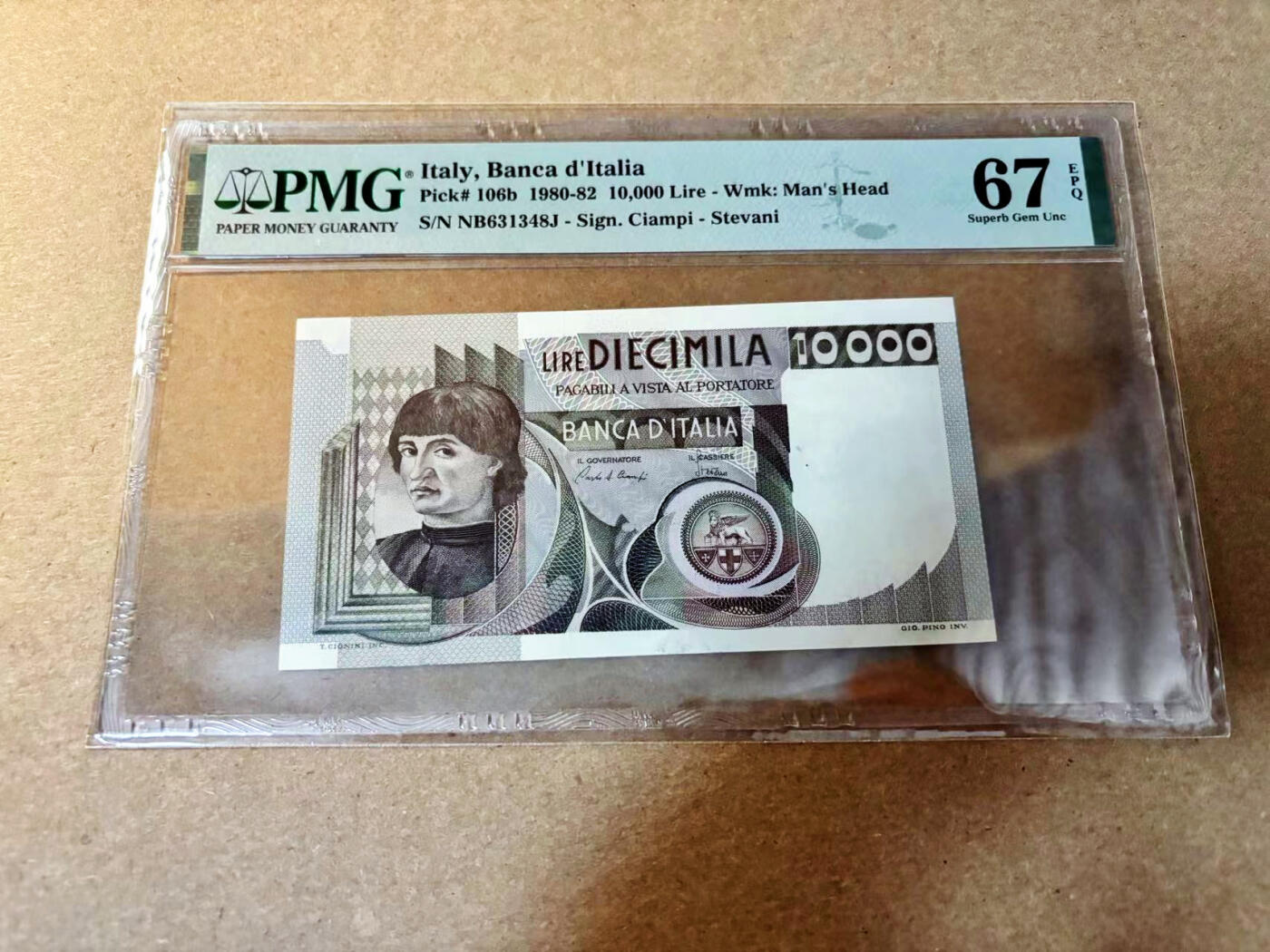 【Blue Auction】✨世界纸币精拍第526期【精】 意大利 1980-82年10000里拉 PMG67EPQ 高分 