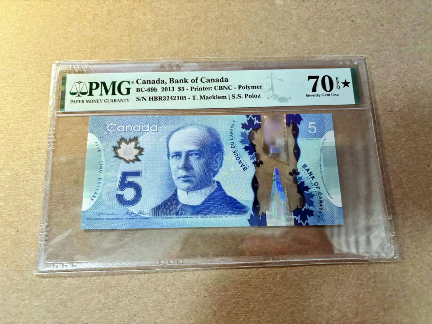 【Blue Auction】✨世界纸币精拍第526期【精】 【满分 冠军分】加拿大 2013年5元 PMG70EPQ 星星