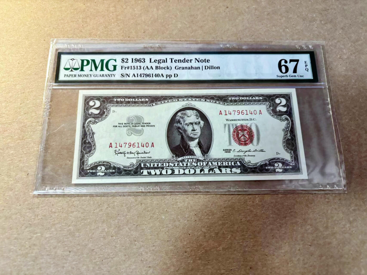 【Blue Auction】✨世界纸币精拍第526期【精】 【AA】美国 1963年2美金 PMG67EPQ 高分