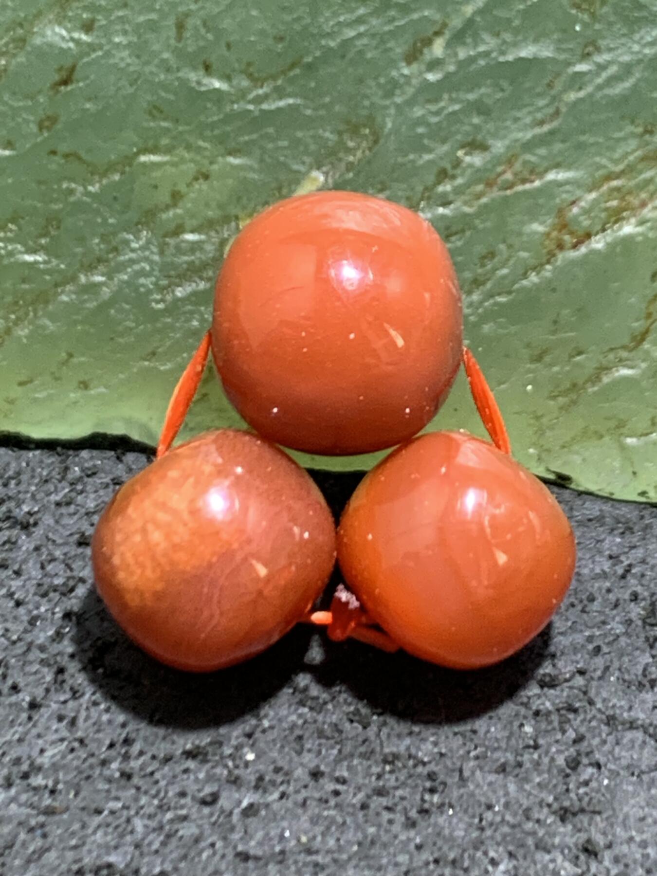 冻料柿子红南红玛瑙老形桶珠三颗！配串利器！