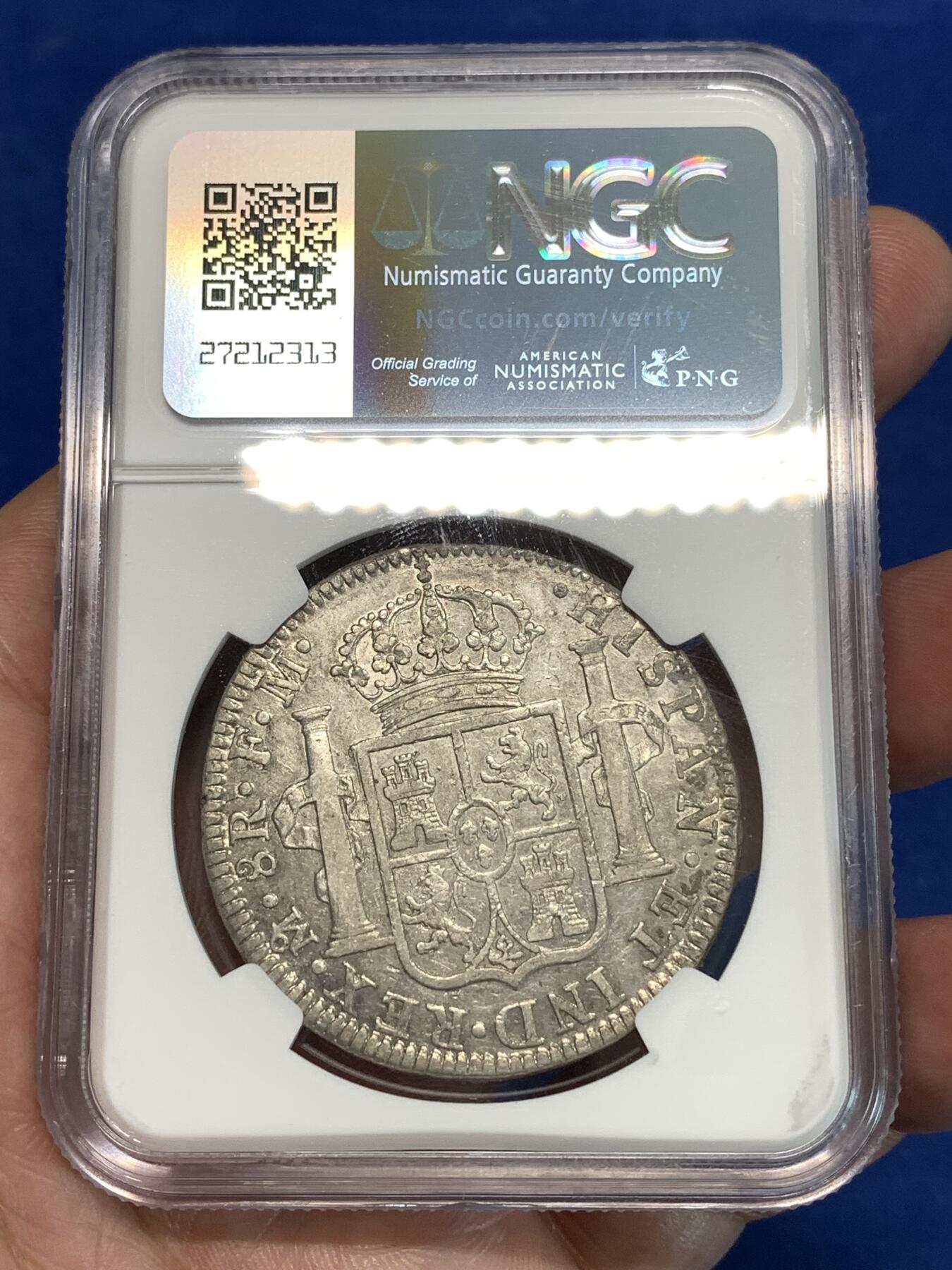 《竞宝斋》第297场- 周日，周一  2场连拍 （全场包邮） NGC AUD 1792年早期墨西哥卡四双柱 无戳好品 地板带光包浆自然