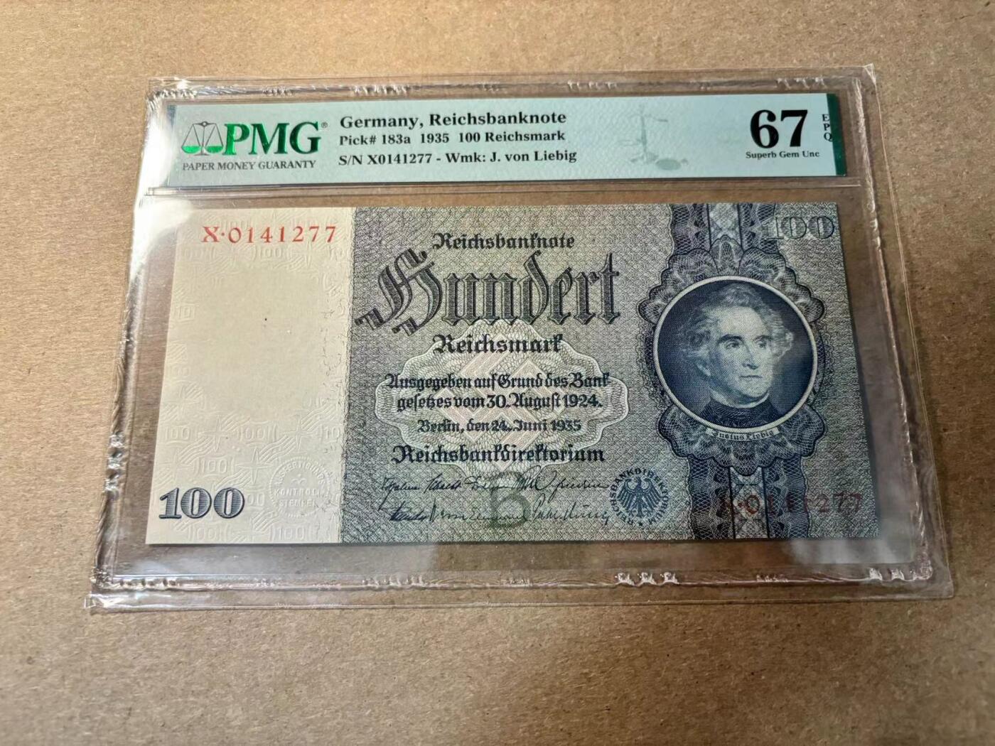 【Blue Auction】✨世界纸币精拍第526期【精】 德国 1935年100马克 PMG67EPQ 高分 