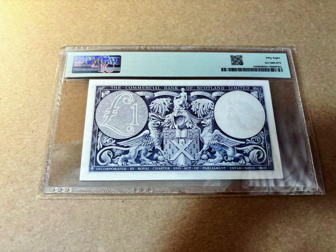 【Blue Auction】✨世界纸币精拍第526期【精】 苏格兰 1955年1镑 PMG58  BWC双面雕刻精美 