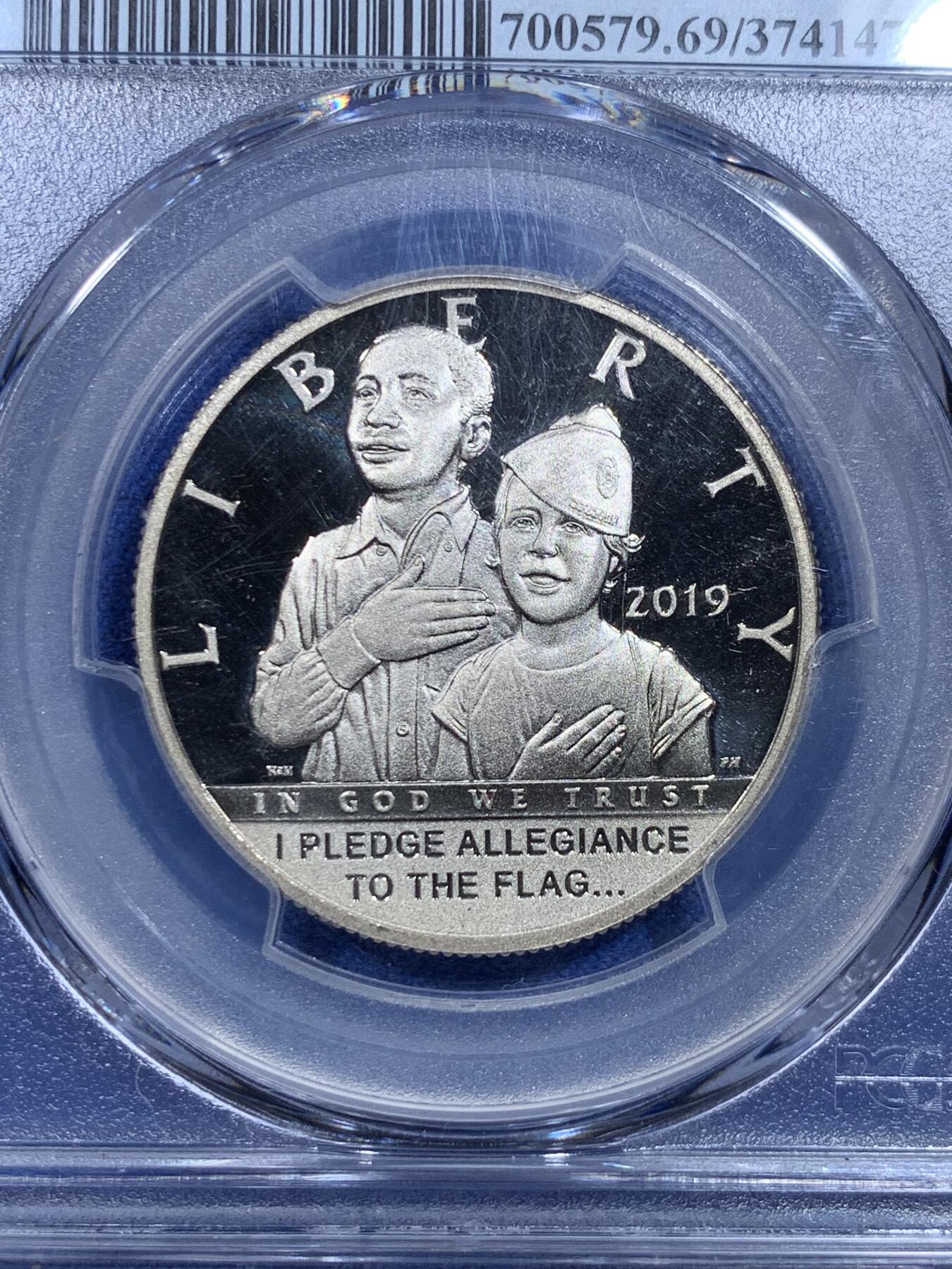 《竞宝斋》第297场- 周日，周一  2场连拍 （全场包邮） PCGS PR69DCAM 2019年 S版 美国 50分 退役军人100年周年 建议指南价值：334元