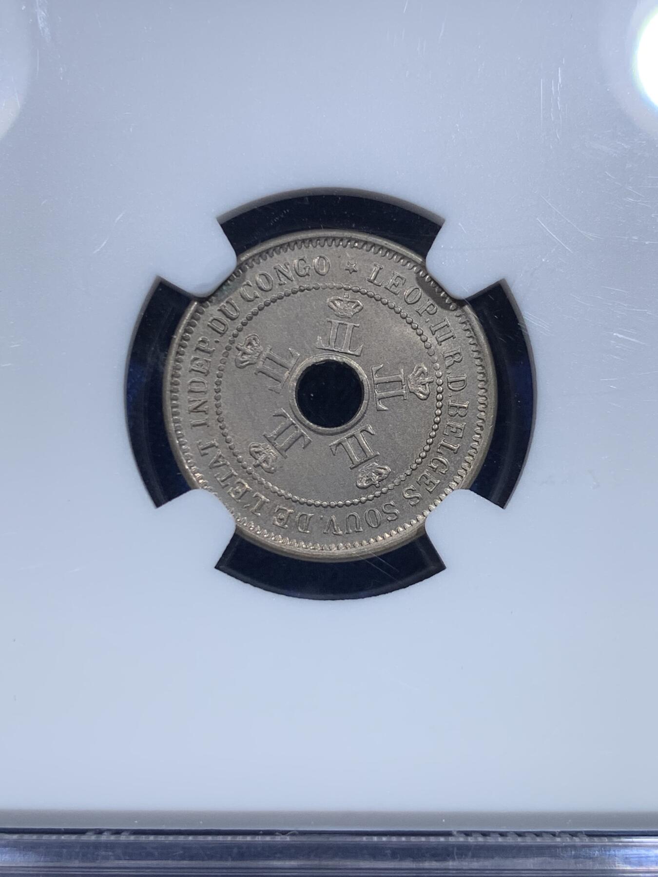 《竞宝斋》第297场- 周日，周一  2场连拍 （全场包邮） 两枚一组 NGC MS62/64 1906刚果自由邦5分/10分