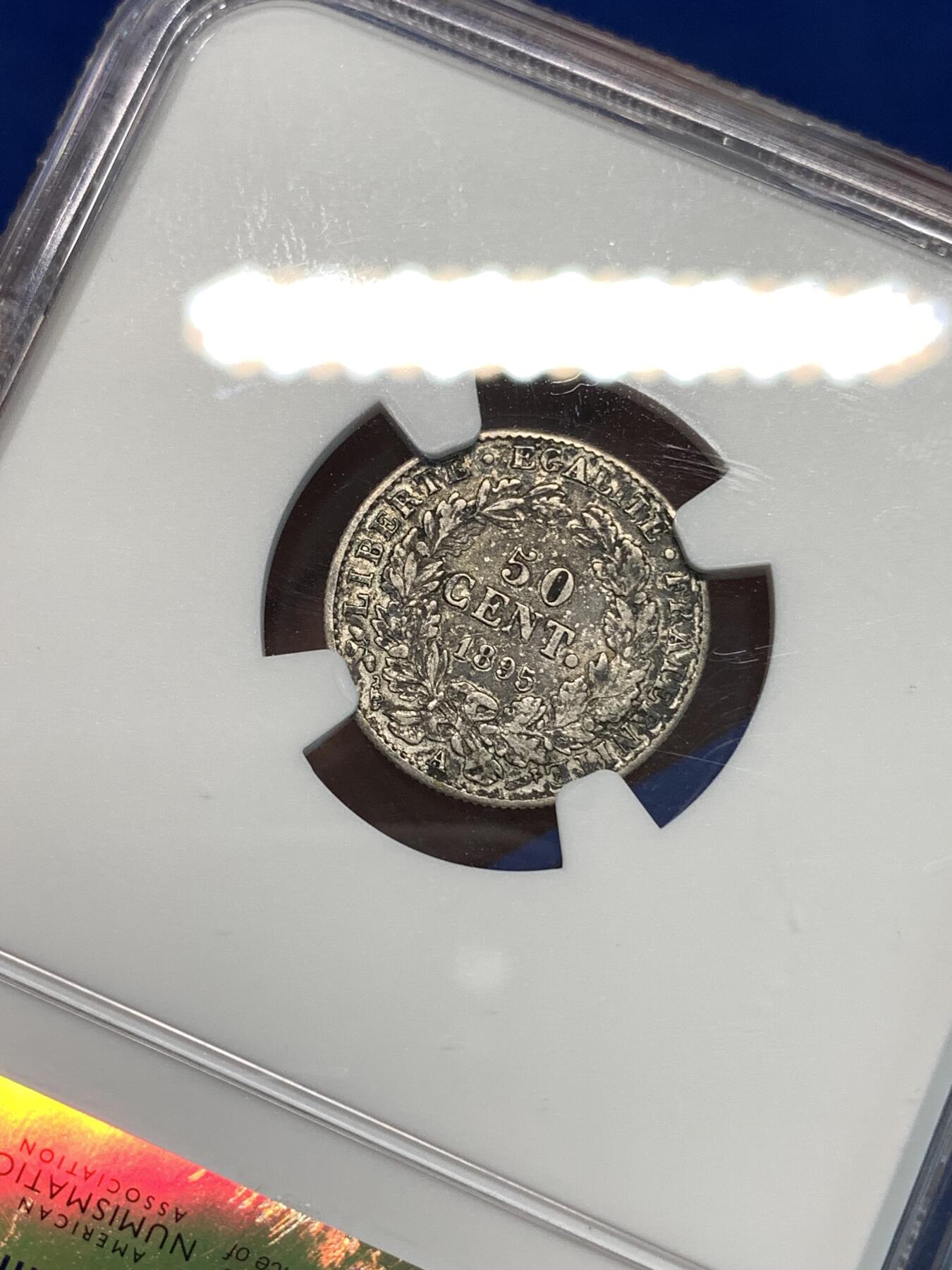 《竞宝斋》第297场- 周日，周一  2场连拍 （全场包邮） NGC XF40 法国1895A谷物女神50分银币 欧洲包浆