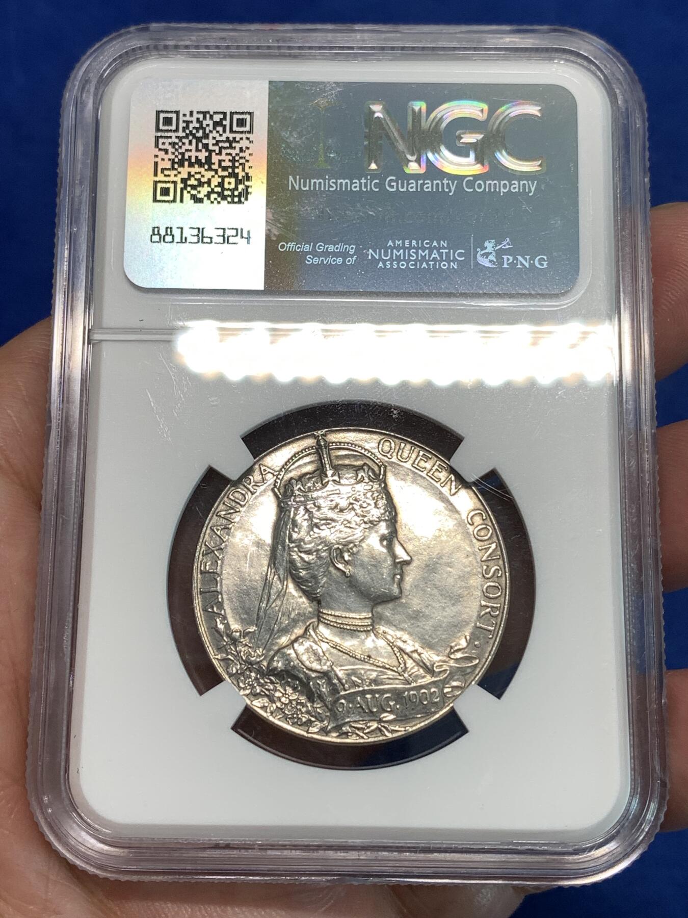 《竞宝斋》第297场- 周日，周一  2场连拍 （全场包邮） NGC UNCD 1902爱德华七世登基纪念银章 性价比好
