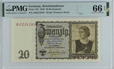 收藏联盟Quantum Auction 第368期拍卖  - 德国1939年100马克首发A冠 PMG67 号码无457