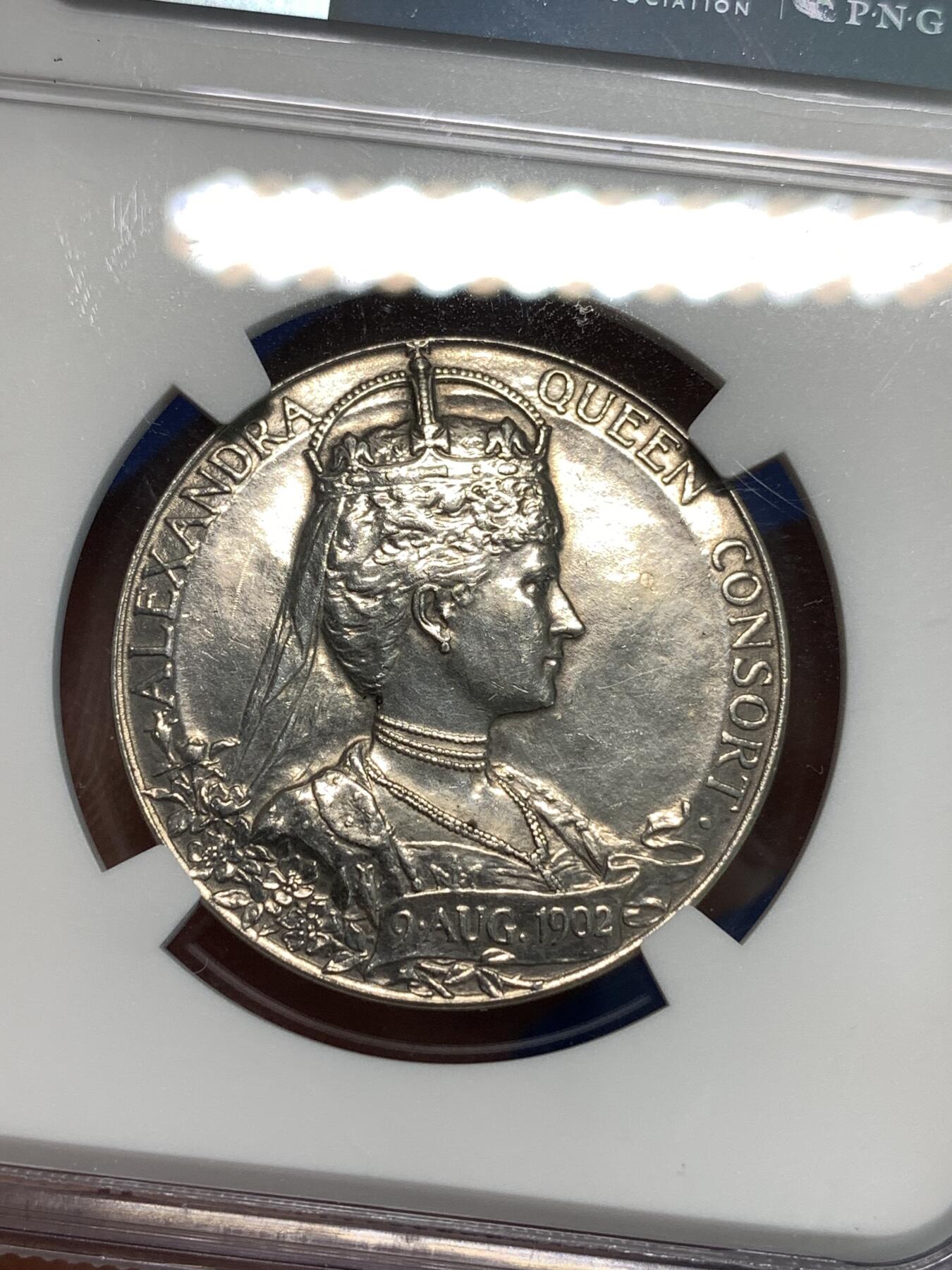 《竞宝斋》第297场- 周日，周一  2场连拍 （全场包邮） NGC UNCD 1902爱德华七世登基纪念银章 性价比好