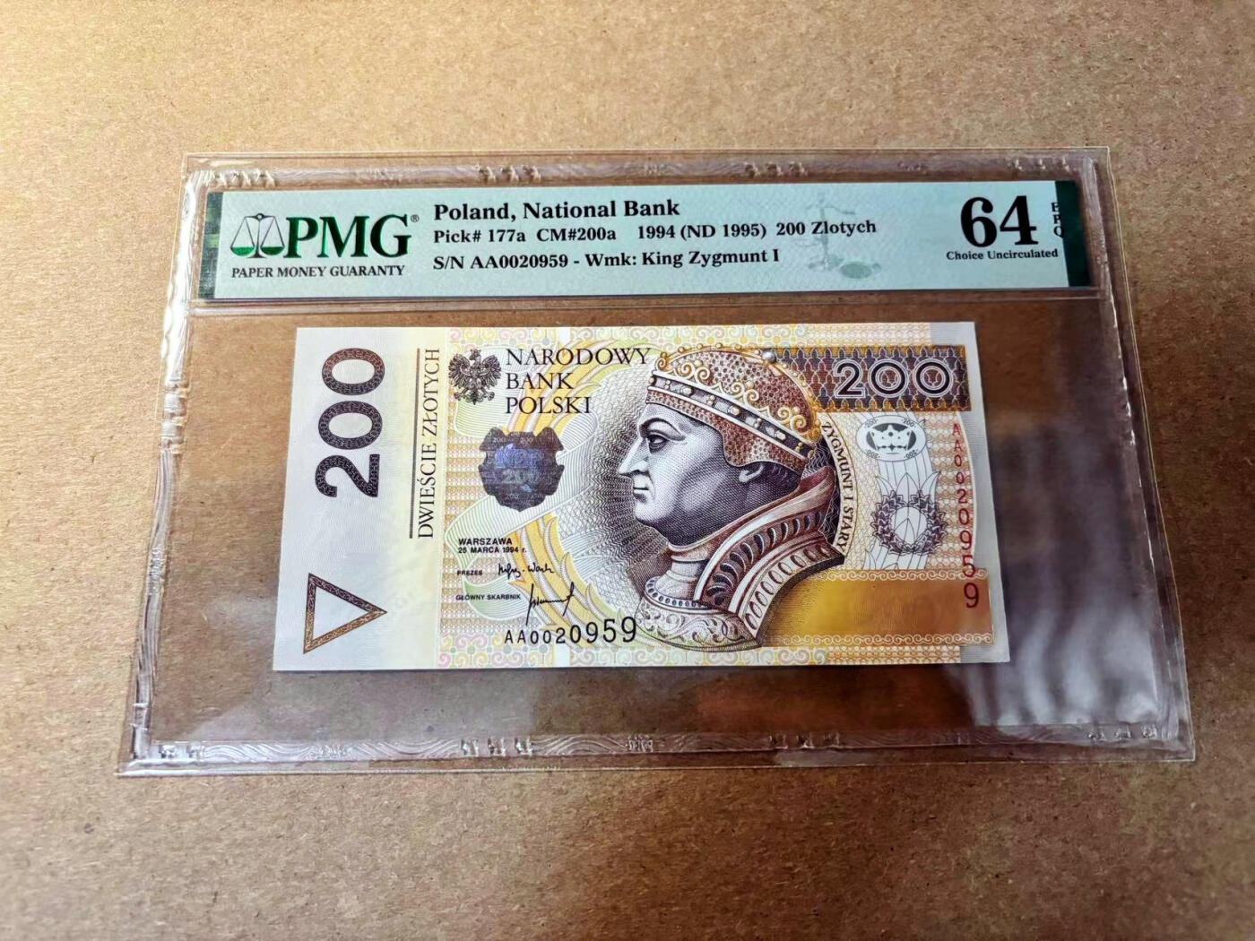 【Blue Auction】✨世界纸币精拍第526期【精】 【AA无47】波兰 1994年200兹罗提 PMG64EPQ 