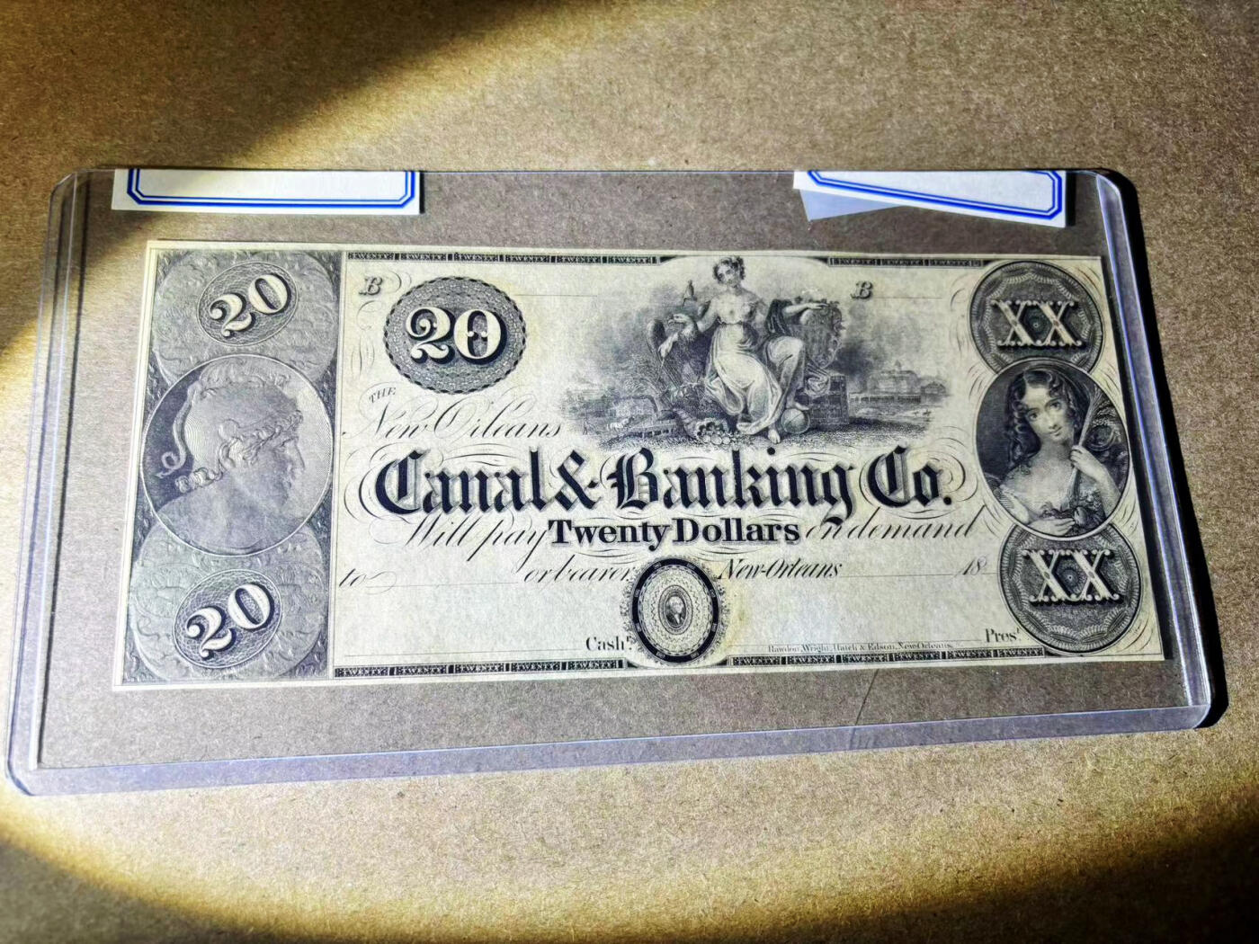 【Blue Auction】✨世界纸币精拍第526期【精】 美国 新奥尔良 18XX年20美金 全新UNC 大场景 小女孩 设计精美