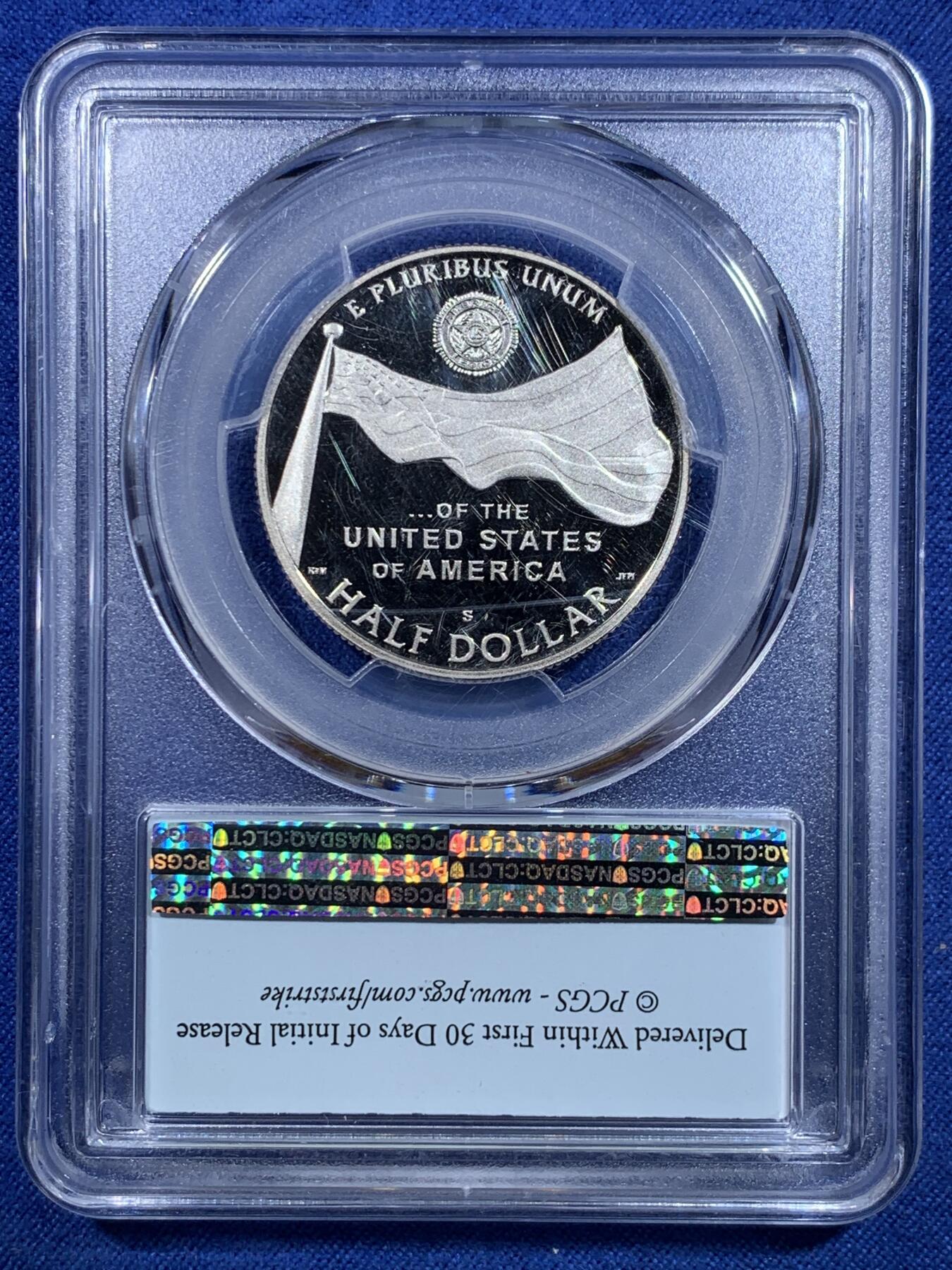 《竞宝斋》第297场- 周日，周一  2场连拍 （全场包邮） PCGS PR69DCAM 2019年 S版 美国 50分 退役军人100年周年 建议指南价值：334元