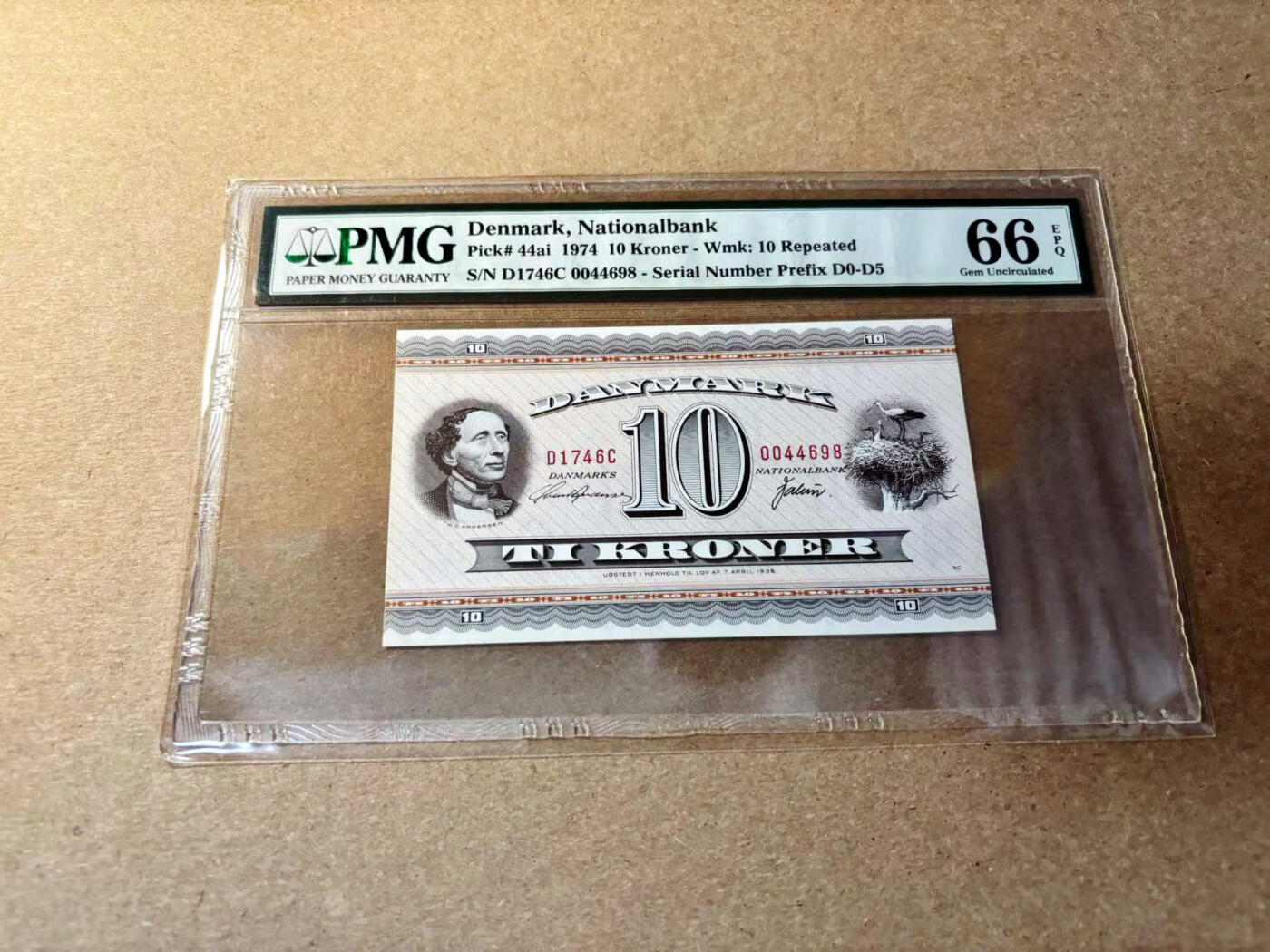 【Blue Auction】✨世界纸币精拍第526期【精】 丹麦 1974年10克朗 安徒生 PMG66EPQ 