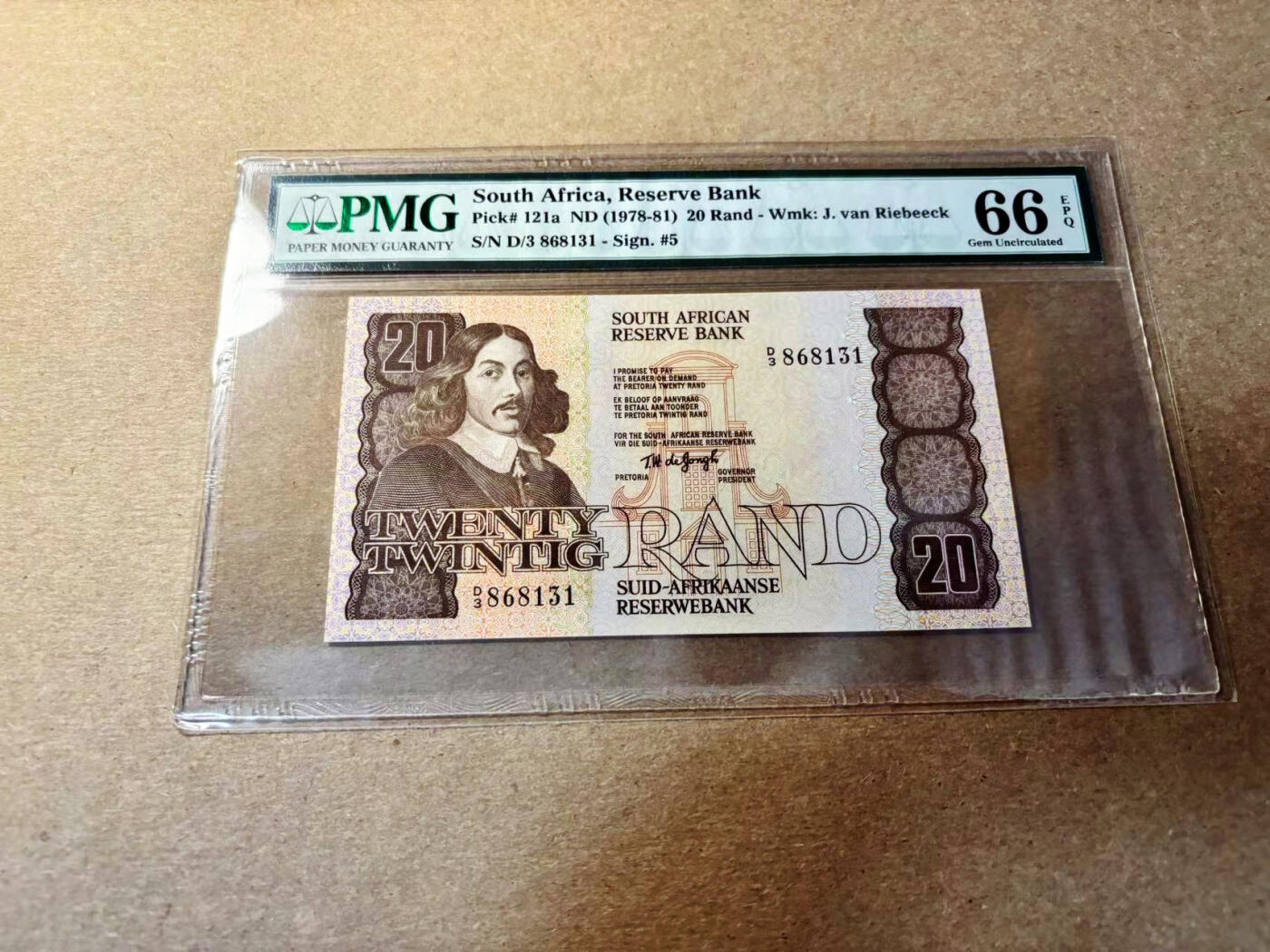 【Blue Auction】✨世界纸币精拍第526期【精】 【无47】南非 1978-81年20兰特 PMG66EPQ 