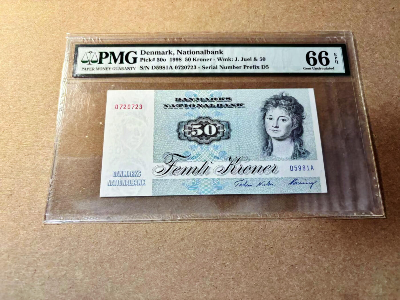 【Blue Auction】✨世界纸币精拍第526期【精】 丹麦 1998年50克朗 PMG66EPQ 